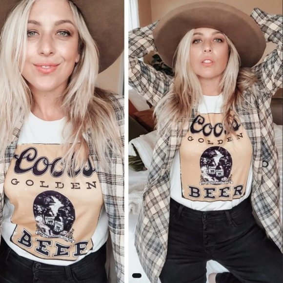 Shop Fig Tops - New Coors Golden Beer Vintage Graphic T-Shirt Tee